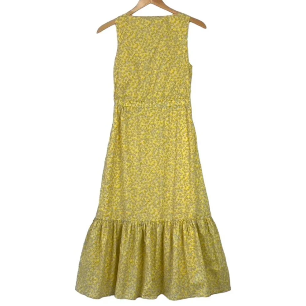 J. Crew Printed V-neck Ruffle Midi Dress